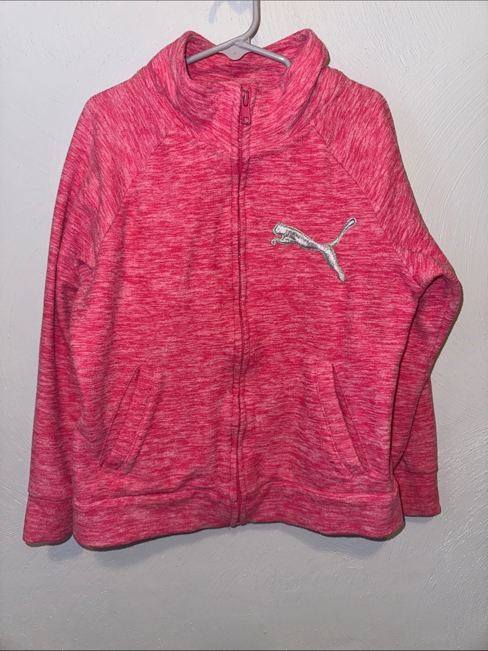 Puma Girls Pink Heather Full-Zip Jacket Small 8/10)